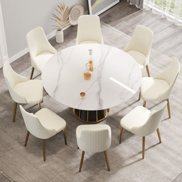 59.05"Artificial stone Round White Panel Metal Iron Base.(Not including chairs)