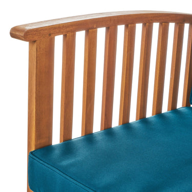 Ensemble de canapés d'extérieur en bois d'acacia avec coussins imperméables, lot de 4 pièces, patine marron/bleu sarcelle